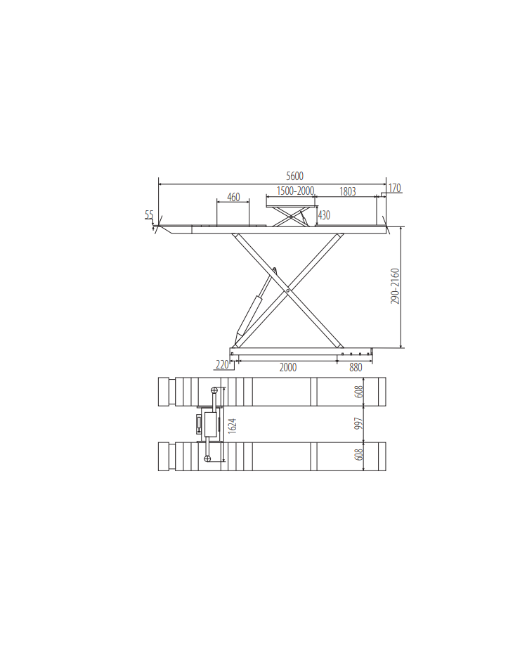 Scissor lift for wheel alignment work NORTEC PRO PN500GPL
