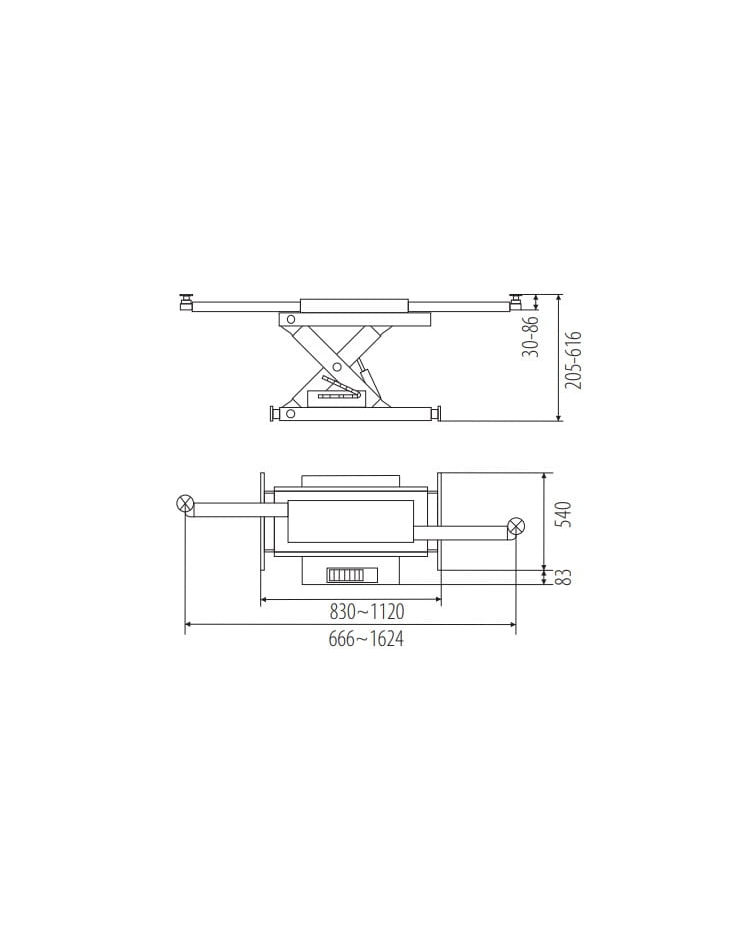 Hydraulic axle lift 2500kg Nortec Automotive XT320H